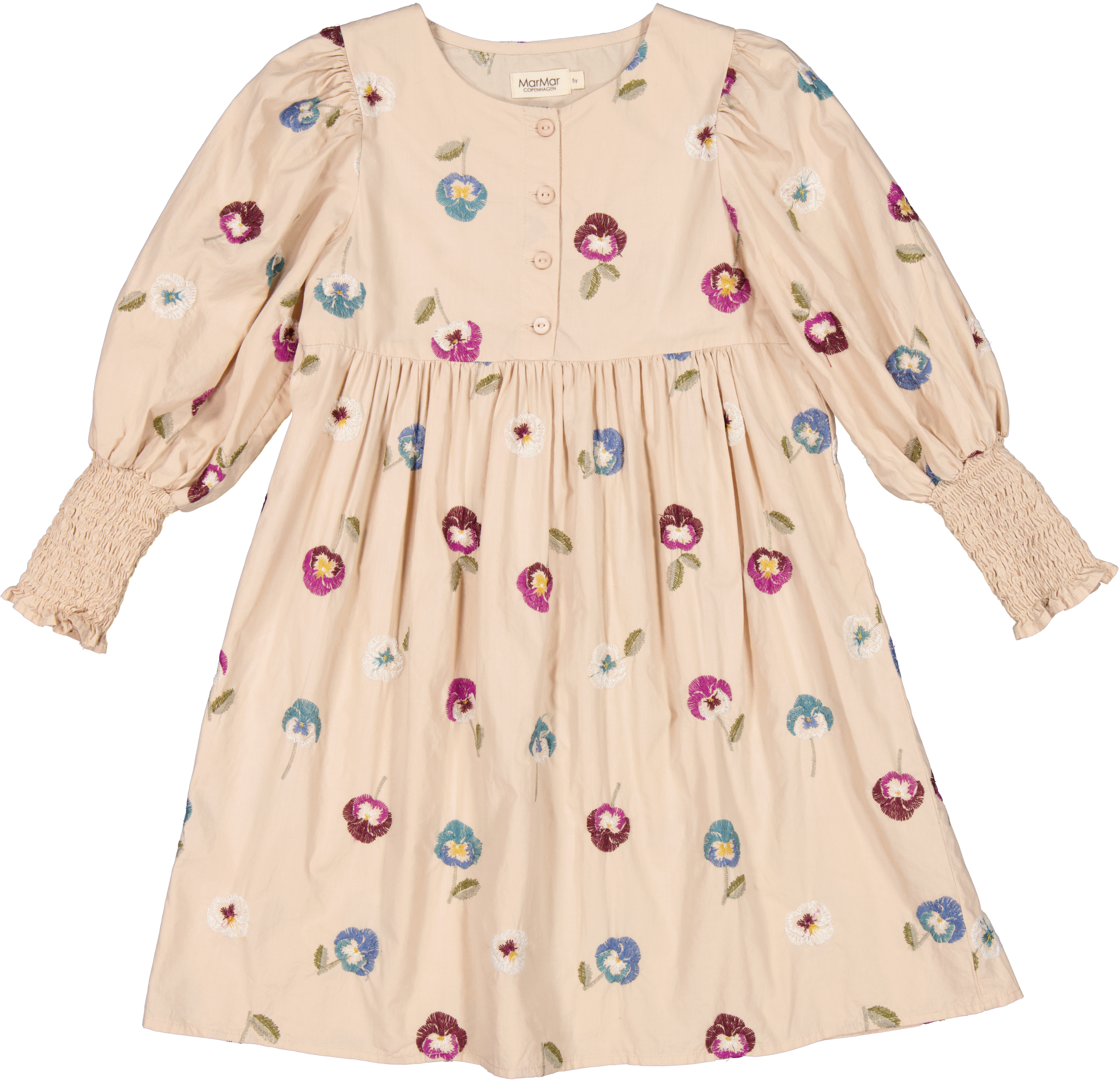 Dura kjole, Pansy embroidery - LilleV.dk